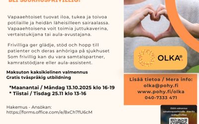 Syksyn OLKA-valmennukset uusille sairaalavapaaehtoisille / Höstens OLKA-kurser för nya sjukhusfrivilliga