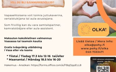 Kevään kaksikieliset OLKA-valmennukset uusille sairaalavapaaehtoisille / Vårens tvåspråkiga OLKA-kurser för nya sjukhusfrivilliga